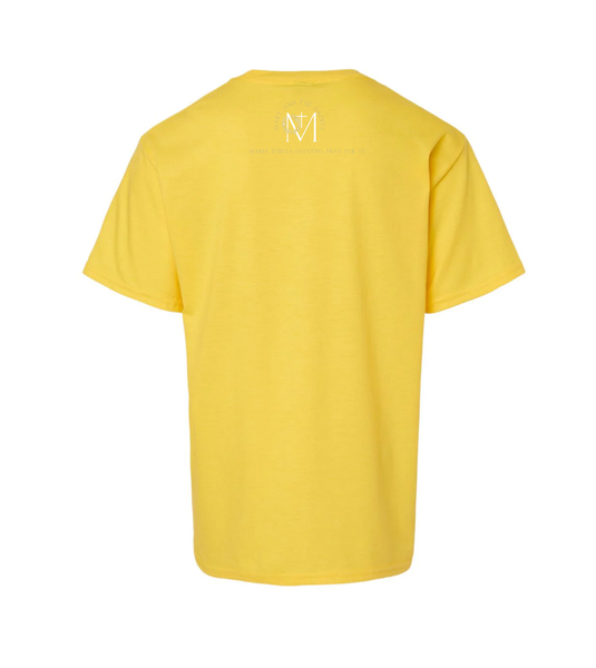 KIDS: Yellow T-shirt- Mary, let all who look at me see you
